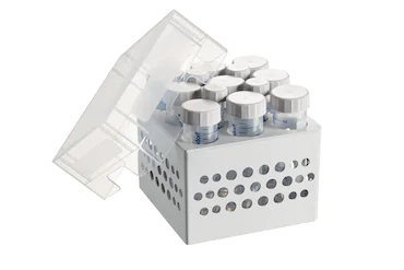 艾本德儲(chǔ)存盒 3 × 3, 可放置 9  個(gè) 50  mL 試管和 4  個(gè) 15  mL 試管，2  件，高 127  mm，5  英寸，聚丙烯材料，可耐受最低 -86  °C，高溫高壓滅菌，帶蓋子